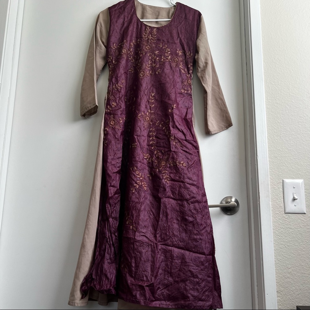 Purple and gray long kurta